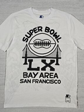 Starter X Michael Strahan Super Bowl LX Graphic T-Shirt Mens M Short Sleeve